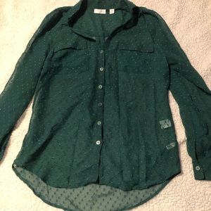 button down mesh blouse